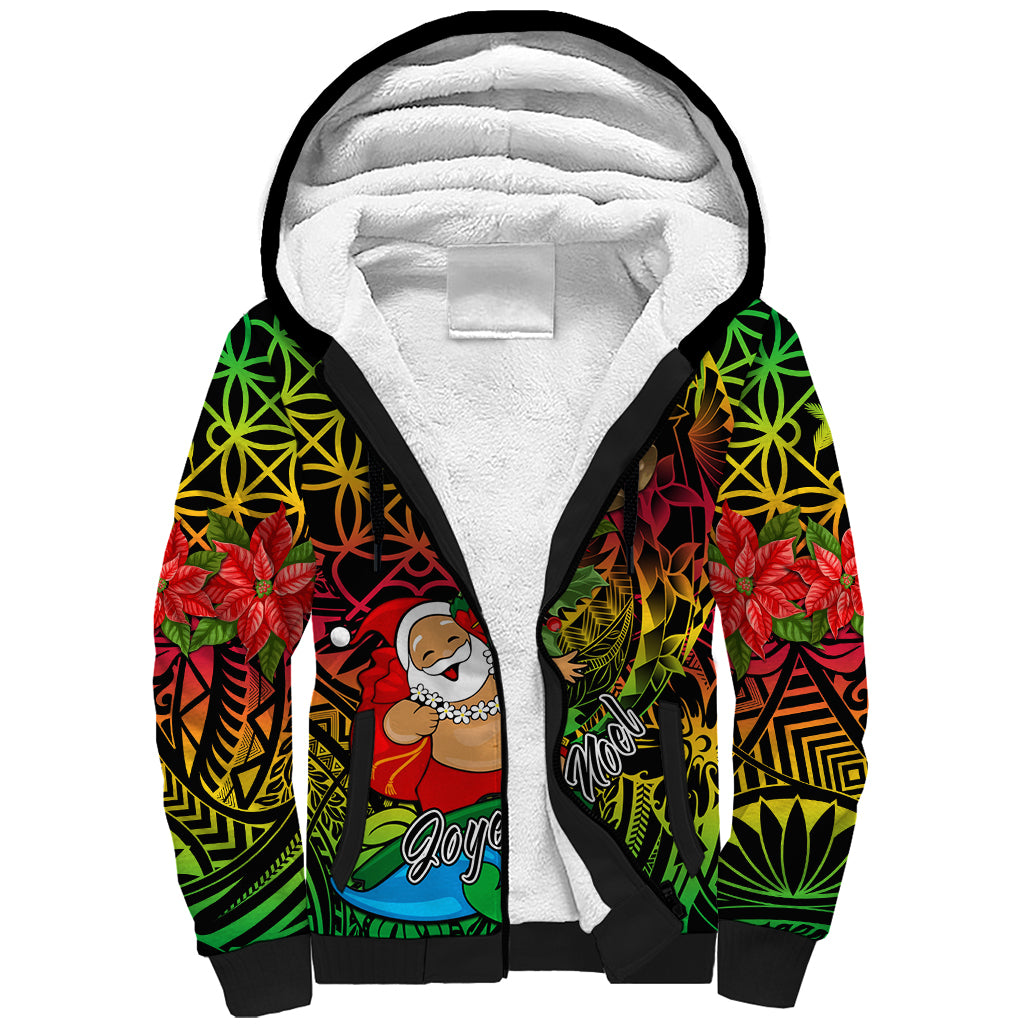 Personalised Vanuatu Joyeux Noel Sherpa Hoodie Christmas Santas God Yumi LT9 Unisex Reggae - Polynesian Pride