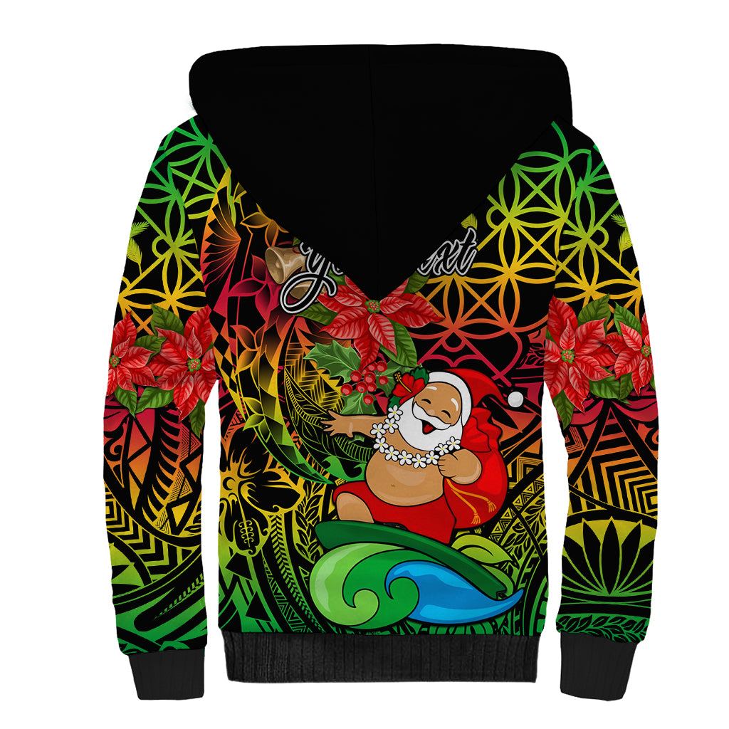 Personalised Vanuatu Joyeux Noel Sherpa Hoodie Christmas Santas God Yumi LT9 - Polynesian Pride