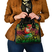Personalised Vanuatu Joyeux Noel Shoulder Handbag Christmas Santas God Yumi LT9 - Polynesian Pride