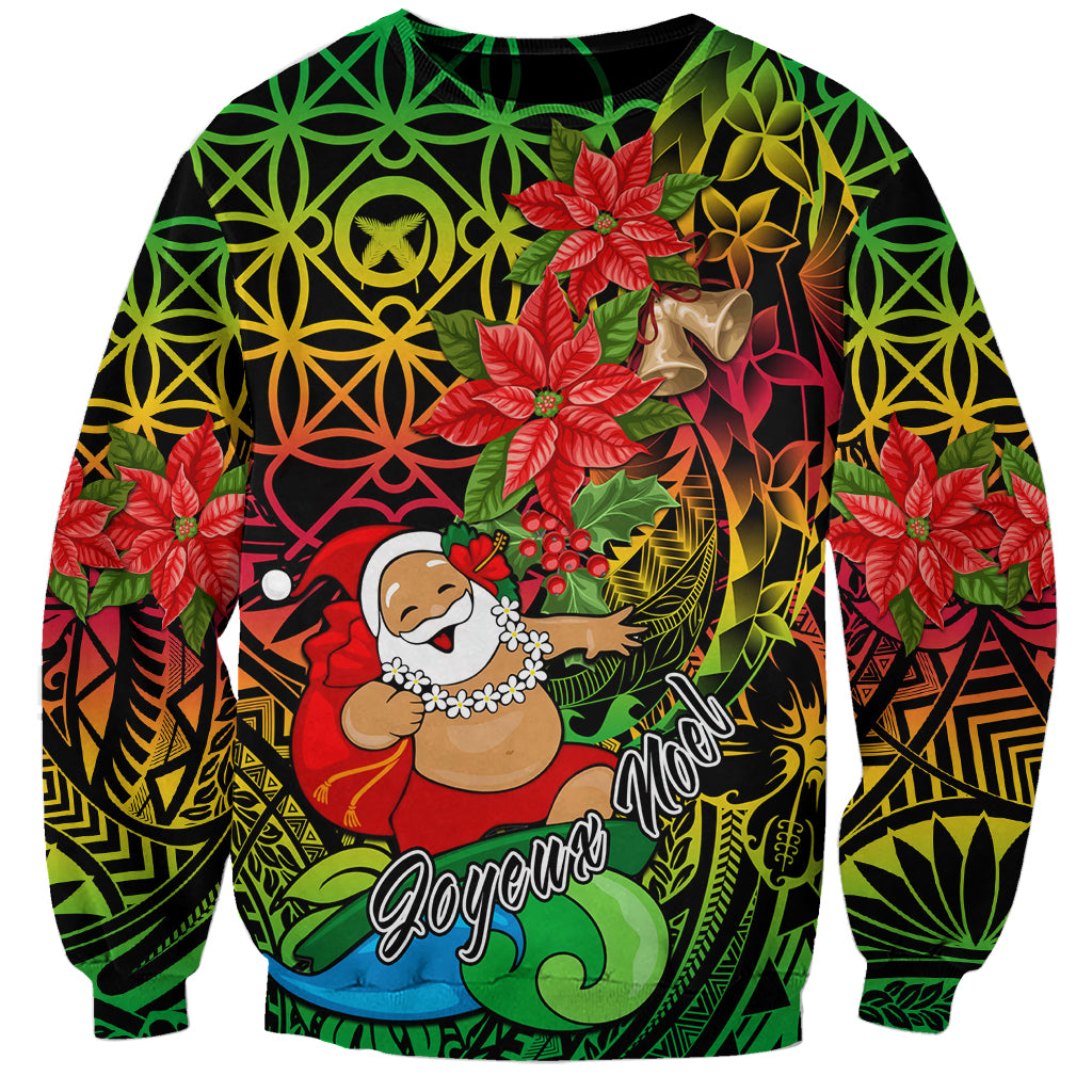 Personalised Vanuatu Joyeux Noel Sweatshirt Christmas Santas God Yumi LT9 Unisex Reggae - Polynesian Pride