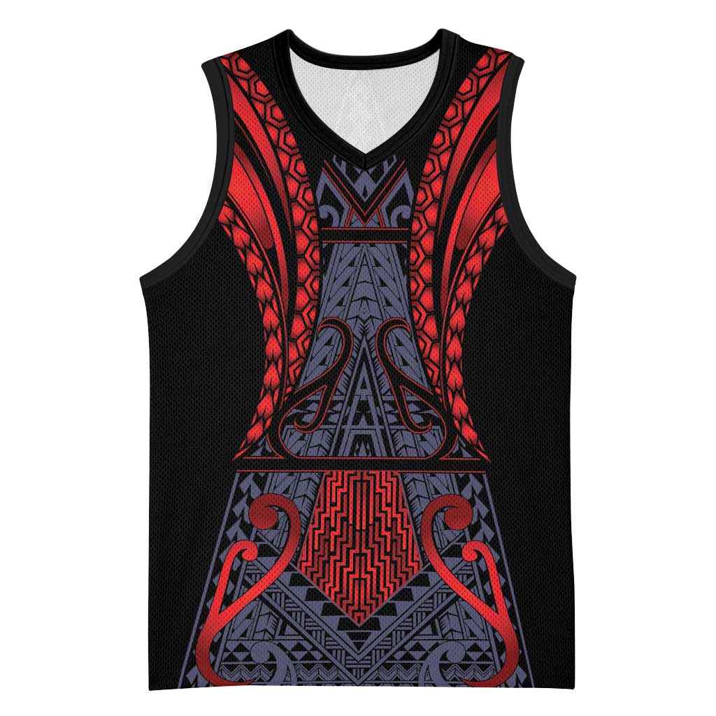 Custom New Zealand Basketball Jersey Maori Kiwiana Pattern Tukutuku Motif