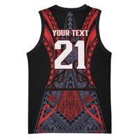 Custom New Zealand Basketball Jersey Maori Kiwiana Pattern Tukutuku Motif