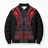 Custom New Zealand Bomber Puffer Jacket Maori Kiwiana Pattern Tukutuku Motif