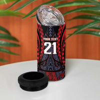 Custom New Zealand 4 in 1 Can Cooler Tumbler Maori Kiwiana Pattern Tukutuku Motif