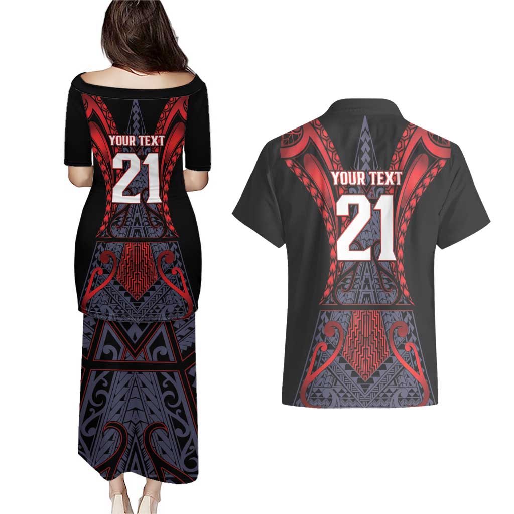 Custom New Zealand Couples Matching Puletasi and Hawaiian Shirt Maori Kiwiana Pattern Tukutuku Motif LT9 - Polynesian Pride