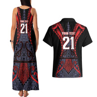 Custom New Zealand Couples Matching Tank Maxi Dress and Hawaiian Shirt Maori Kiwiana Pattern Tukutuku Motif LT9 - Polynesian Pride