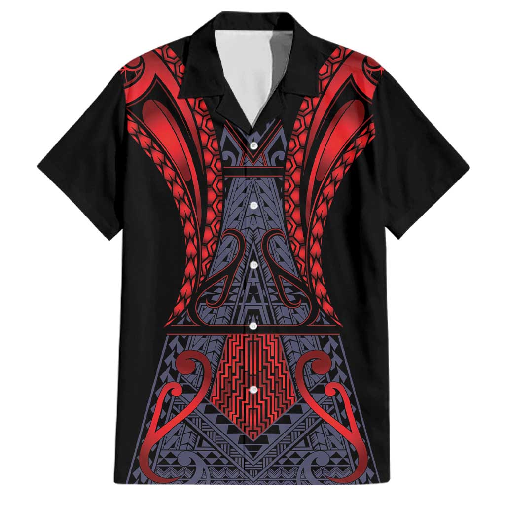 Custom New Zealand Family Matching Long Sleeve Bodycon Dress and Hawaiian Shirt Maori Kiwiana Pattern Tukutuku Motif LT9 Dad's Shirt - Short Sleeve Red - Polynesian Pride