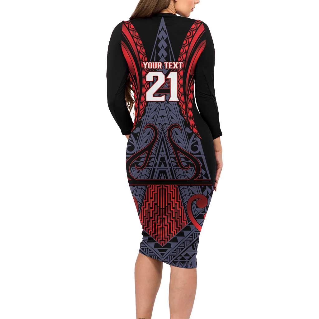 Custom New Zealand Family Matching Long Sleeve Bodycon Dress and Hawaiian Shirt Maori Kiwiana Pattern Tukutuku Motif LT9 - Polynesian Pride