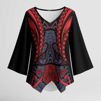 Custom New Zealand Kimono Sleeve Blouse Maori Kiwiana Pattern Tukutuku Motif