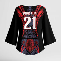 Custom New Zealand Kimono Sleeve Blouse Maori Kiwiana Pattern Tukutuku Motif