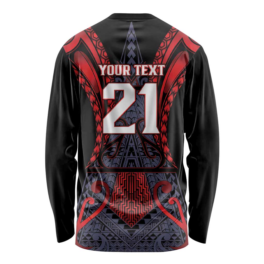 Custom New Zealand Long Sleeve Shirt Maori Kiwiana Pattern Tukutuku Motif