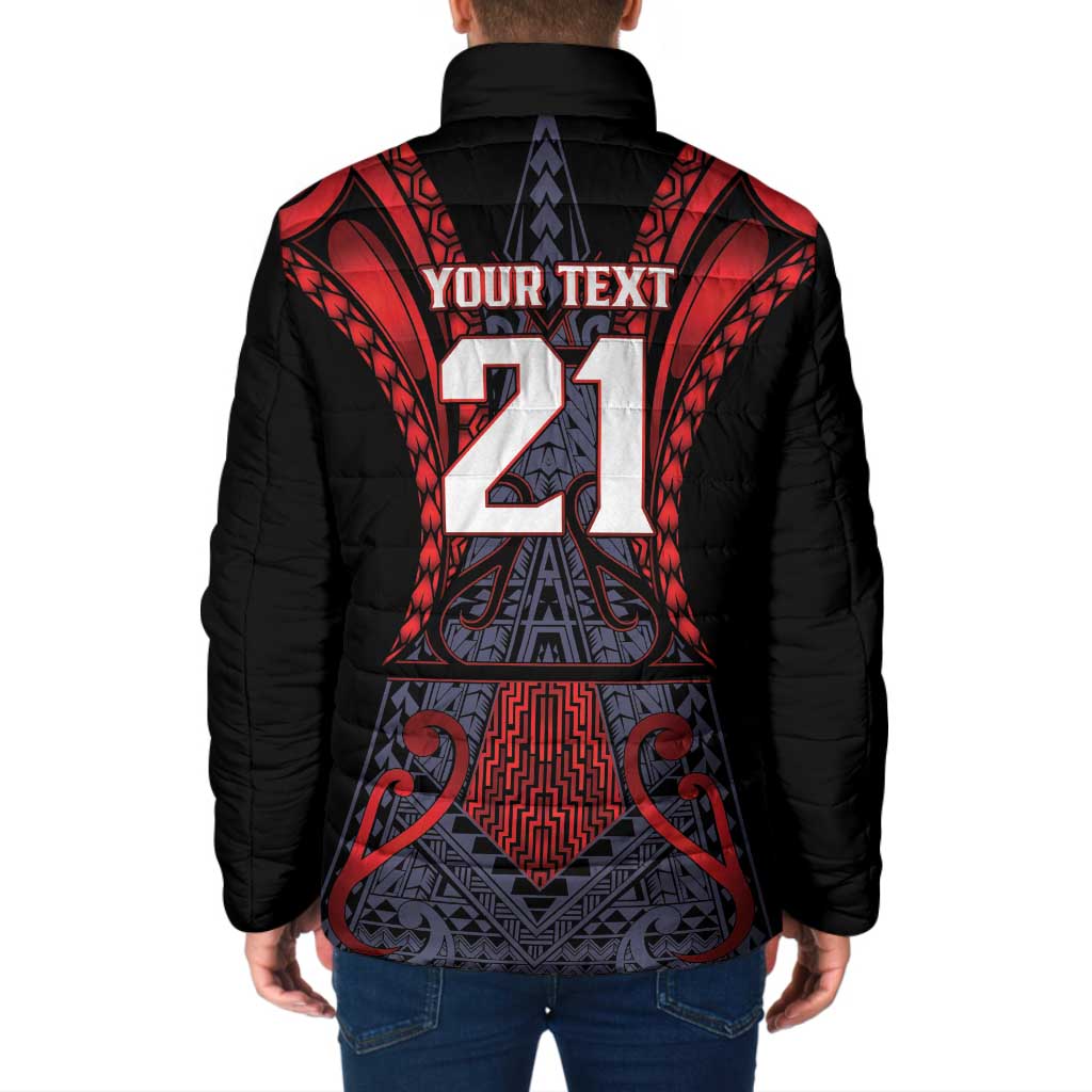Custom New Zealand Padded Jacket Maori Kiwiana Pattern Tukutuku Motif