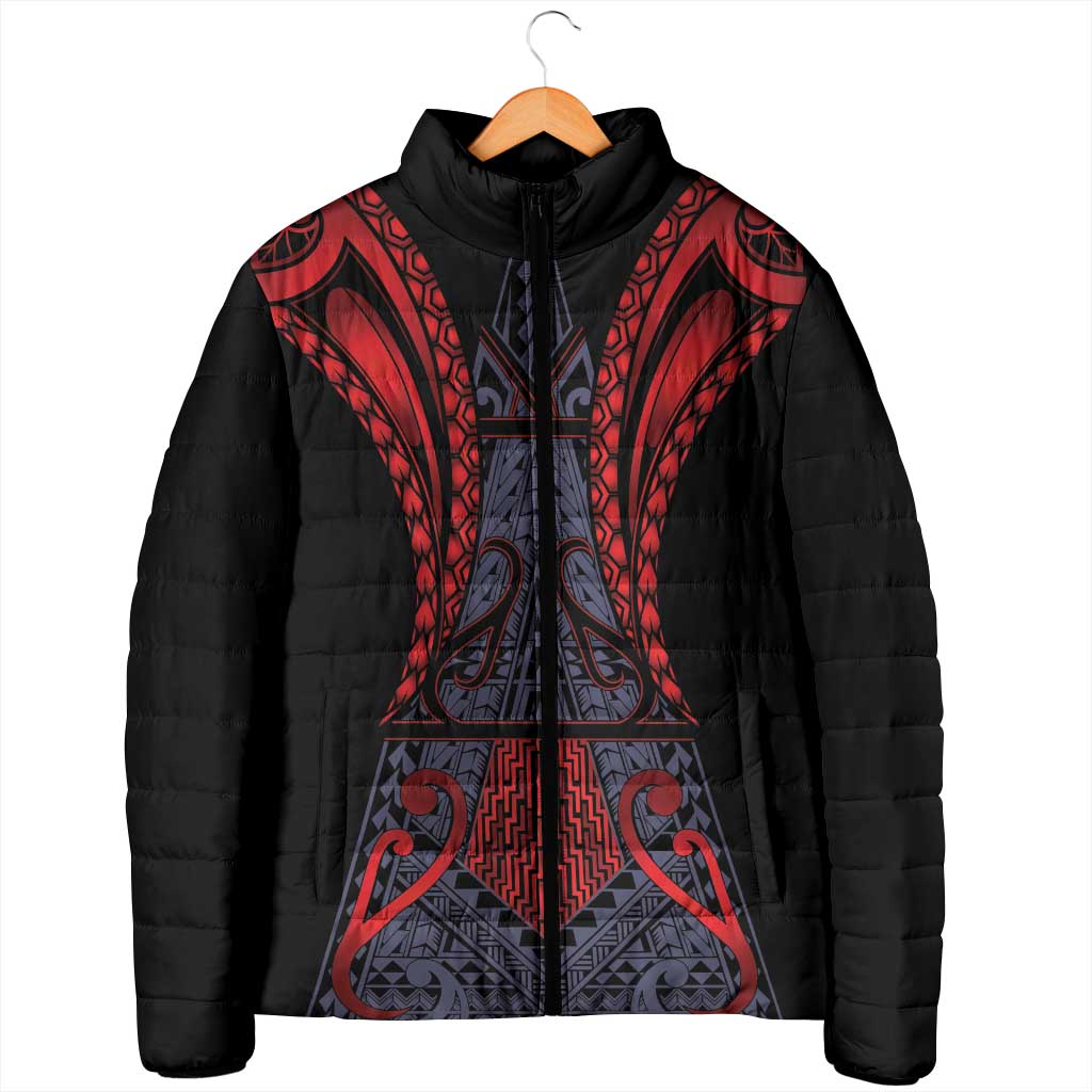 Custom New Zealand Padded Jacket Maori Kiwiana Pattern Tukutuku Motif