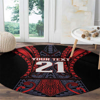Custom New Zealand Round Carpet Maori Kiwiana Pattern Tukutuku Motif