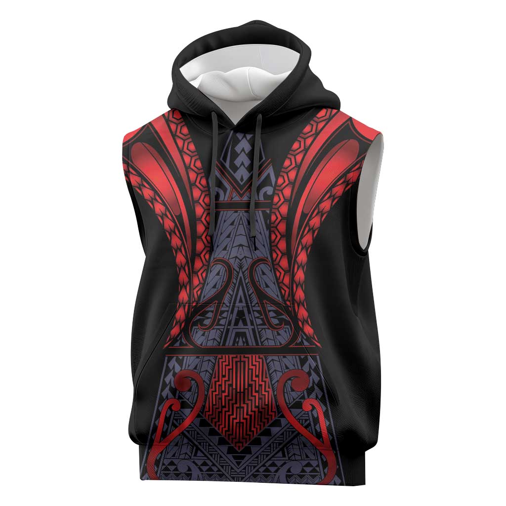 Custom New Zealand Sleeveless Hoodie Maori Kiwiana Pattern Tukutuku Motif
