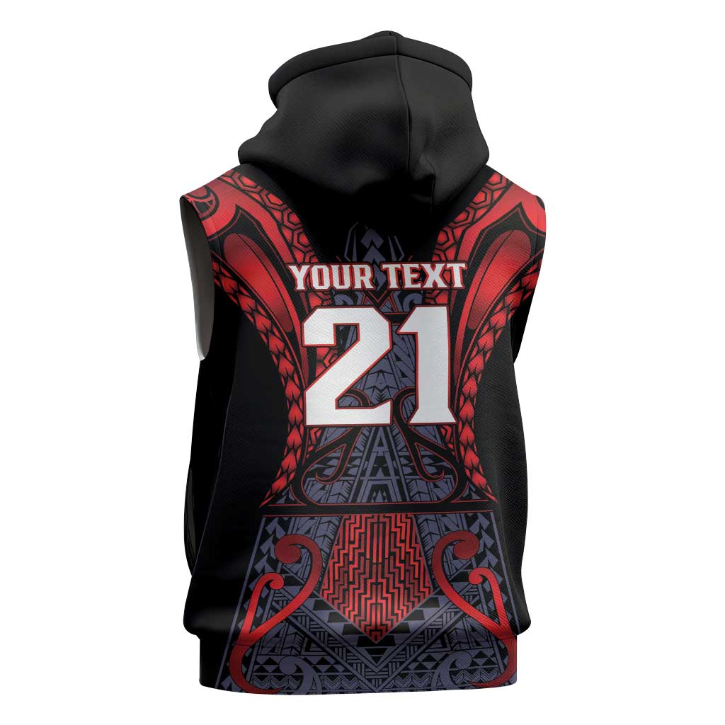 Custom New Zealand Sleeveless Hoodie Maori Kiwiana Pattern Tukutuku Motif