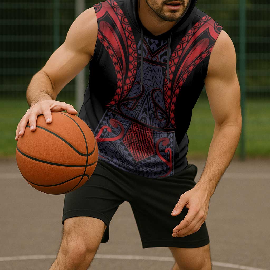 Custom New Zealand Sleeveless Hoodie Maori Kiwiana Pattern Tukutuku Motif