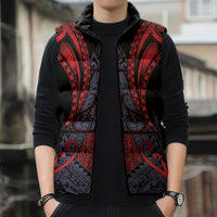Custom New Zealand Sleeveless Puffer Jacket Maori Kiwiana Pattern Tukutuku Motif