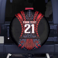 Custom New Zealand Spare Tire Cover Maori Kiwiana Pattern Tukutuku Motif