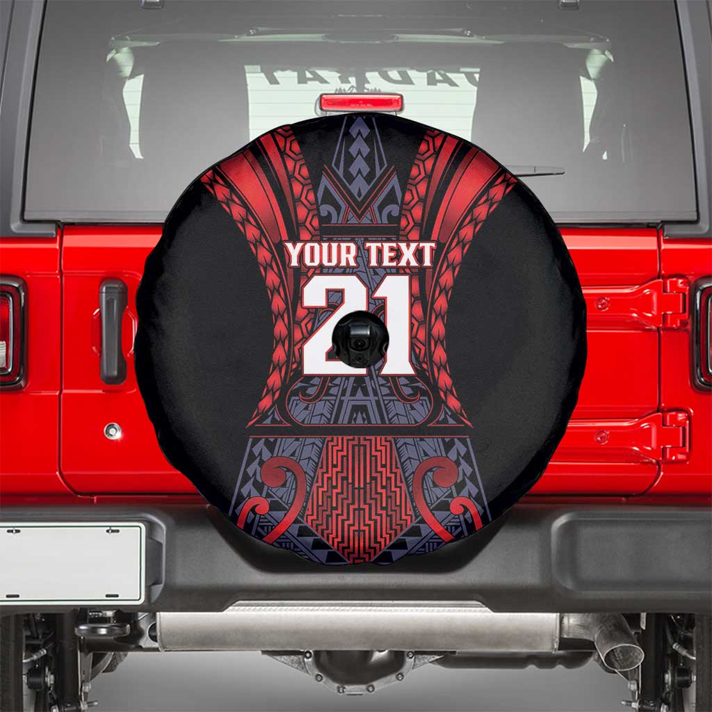 Custom New Zealand Spare Tire Cover Maori Kiwiana Pattern Tukutuku Motif
