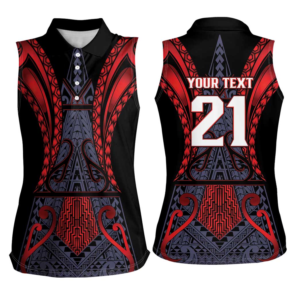 Custom New Zealand Women Sleeveless Polo Shirt Maori Kiwiana Pattern Tukutuku Motif LT9 - Polynesian Pride