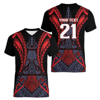 Custom New Zealand Women V-Neck T-Shirt Maori Kiwiana Pattern Tukutuku Motif LT9 - Polynesian Pride