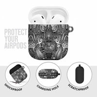 New Zealand Taiaha Maori AirPods Case Kiwikiwi Minimalist Silver Fern Tukutuku Motif LT9 - Polynesian Pride