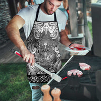 New Zealand Taiaha Maori Apron Kiwikiwi Minimalist Silver Fern Tukutuku Motif LT9 - Polynesian Pride