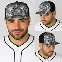 New Zealand Taiaha Maori Baseball Net Cap Kiwikiwi Minimalist Silver Fern Tukutuku Motif LT9 - Polynesian Pride
