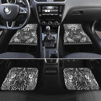 Custom New Zealand Taiaha Maori Car Mats Kiwikiwi Minimalist Silver Fern Tukutuku Motif LT9 Set 4pcs White - Polynesian Pride