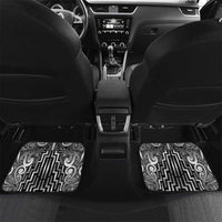 Custom New Zealand Taiaha Maori Car Mats Kiwikiwi Minimalist Silver Fern Tukutuku Motif LT9 Set 2pcs - Back White - Polynesian Pride