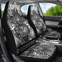 New Zealand Taiaha Maori Car Seat Cover Kiwikiwi Minimalist Silver Fern Tukutuku Motif LT9 - Polynesian Pride