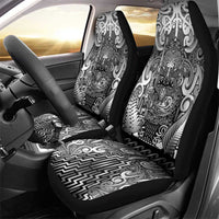 New Zealand Taiaha Maori Car Seat Cover Kiwikiwi Minimalist Silver Fern Tukutuku Motif LT9 - Polynesian Pride