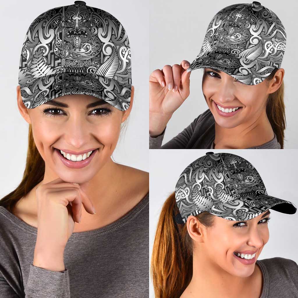 New Zealand Taiaha Maori Classic Cap Kiwikiwi Minimalist Silver Fern Tukutuku Motif LT9 - Polynesian Pride