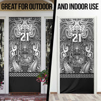 Custom New Zealand Taiaha Maori Door Cover Kiwikiwi Minimalist Silver Fern Tukutuku Motif LT9 - Polynesian Pride