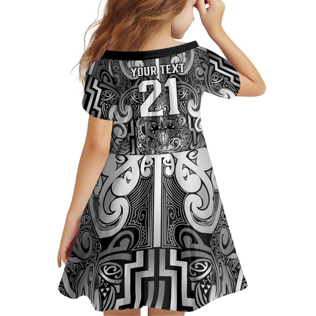 Custom New Zealand Taiaha Maori Family Matching Long Sleeve Bodycon Dress and Hawaiian Shirt Kiwikiwi Minimalist Silver Fern Tukutuku Motif LT9 - Polynesian Pride