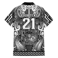 Custom New Zealand Taiaha Maori Family Matching Puletasi and Hawaiian Shirt Kiwikiwi Minimalist Silver Fern Tukutuku Motif LT9 - Polynesian Pride