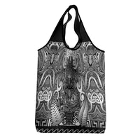 New Zealand Taiaha Maori Grocery Bag Kiwikiwi Minimalist Silver Fern Tukutuku Motif LT9 - Polynesian Pride