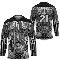 Custom New Zealand Taiaha Maori Hockey Jersey Kiwikiwi Minimalist Silver Fern Tukutuku Motif LT9 - Polynesian Pride