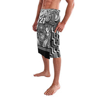 Custom New Zealand Taiaha Maori Lavalava Kiwikiwi Minimalist Silver Fern Tukutuku Motif LT9 - Polynesian Pride