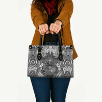 New Zealand Taiaha Maori Leather Bag Kiwikiwi Minimalist Silver Fern Tukutuku Motif LT9 - Polynesian Pride