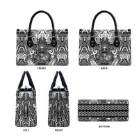 New Zealand Taiaha Maori Leather Bag Kiwikiwi Minimalist Silver Fern Tukutuku Motif LT9 - Polynesian Pride