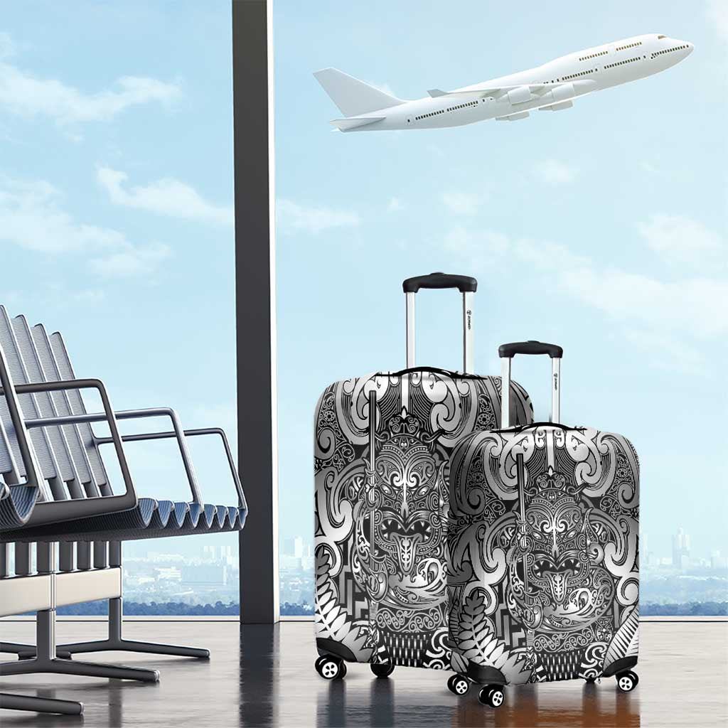 New Zealand Taiaha Maori Luggage Cover Kiwikiwi Minimalist Silver Fern Tukutuku Motif LT9 - Polynesian Pride