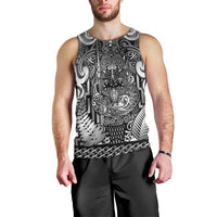 Custom New Zealand Taiaha Maori Men Tank Top Kiwikiwi Minimalist Silver Fern Tukutuku Motif LT9 - Polynesian Pride