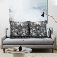 New Zealand Taiaha Maori Pillow Cover Kiwikiwi Minimalist Silver Fern Tukutuku Motif LT9 - Polynesian Pride