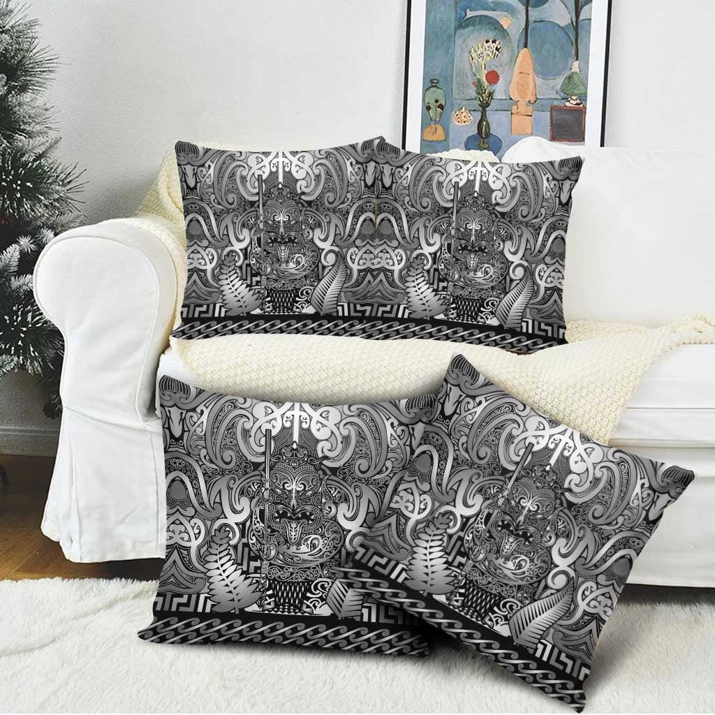 New Zealand Taiaha Maori Pillow Cover Kiwikiwi Minimalist Silver Fern Tukutuku Motif LT9 - Polynesian Pride