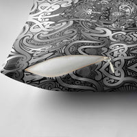 New Zealand Taiaha Maori Pillow Cover Kiwikiwi Minimalist Silver Fern Tukutuku Motif LT9 - Polynesian Pride