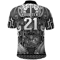 Custom New Zealand Taiaha Maori Polo Shirt Kiwikiwi Minimalist Silver Fern Tukutuku Motif LT9 - Polynesian Pride