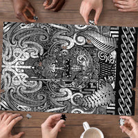 New Zealand Taiaha Maori Puzzle Kiwikiwi Minimalist Silver Fern Tukutuku Motif LT9 - Polynesian Pride