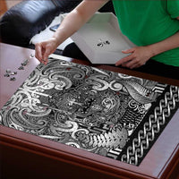 New Zealand Taiaha Maori Puzzle Kiwikiwi Minimalist Silver Fern Tukutuku Motif LT9 - Polynesian Pride